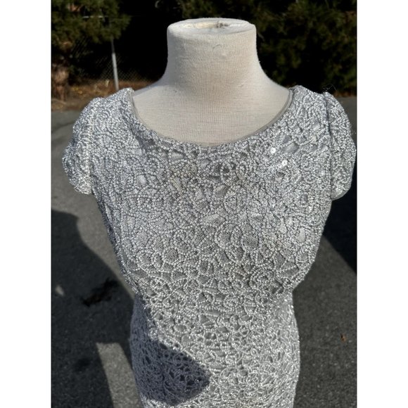 Simply Liliana Womens Silver Gray 8 Dress Sequence Formal Shimmer Sheath Midi - Picture 5 of 14
